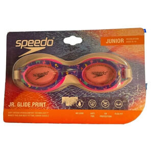 Speedo Swimming JR. Glide Print Lightning Goggles Ages‎ Junior 6-14 NEW Anti Fog